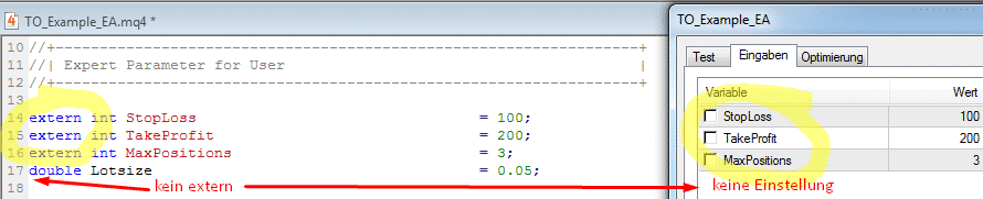 Expert Advisor Parameter
